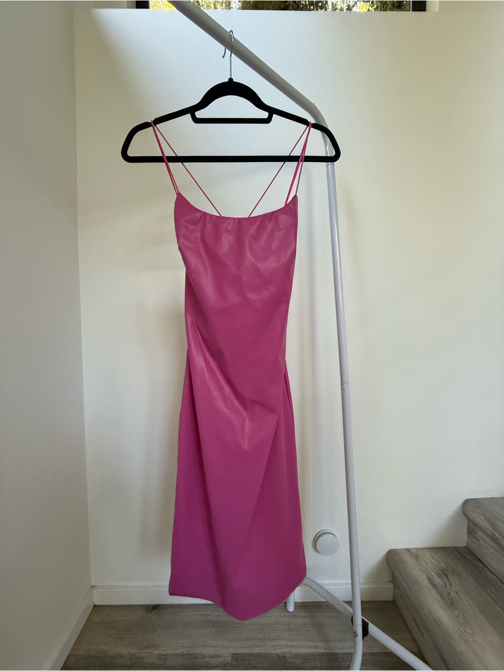 Bardot Helena Faux Leather Midi Dress Hot Pink Sz 4 - Altered